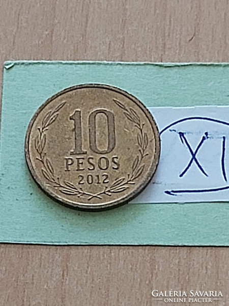 CHILE 10 PESO 2012  Nikkel-Sárgaréz, Bernardo O'Higgins  XI