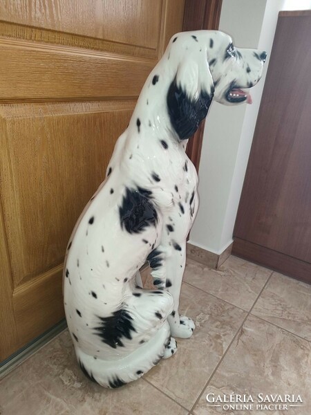 Impressive 90cm modern Italian unique porcelain ceramic statue Dalmatian dog with long hair vintage