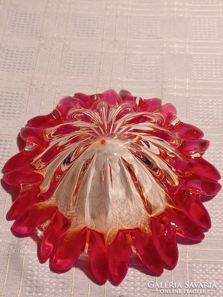 Czech glass table centerpiece with polished base