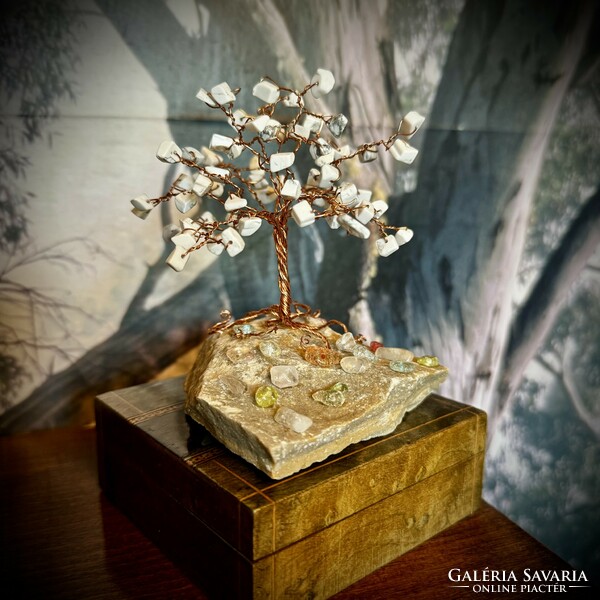 Bonsai Drágakő Ékszerfa szerencsefa, életfa, pénzfa, kristályfa sokféle kvarc kövekből drágakő fa