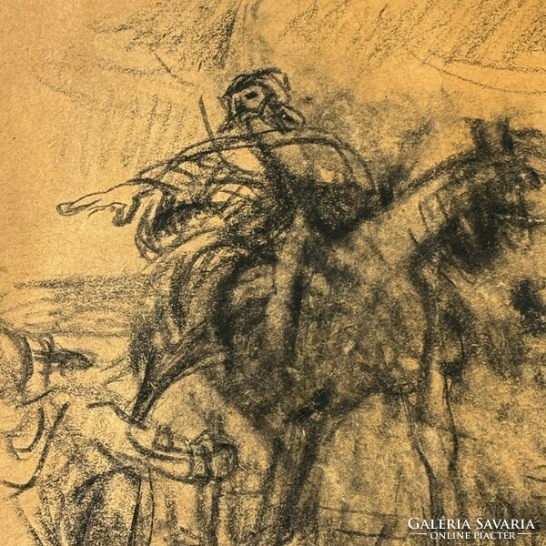 Unknown painter, conquest sketch - árpád vezér - charcoal, cardboard