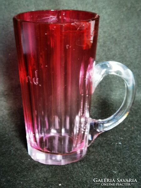 Antique Biedermeier blown glass bath cup with base