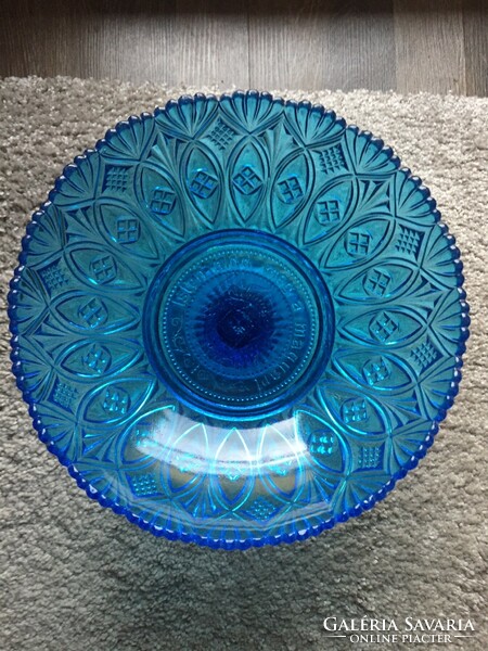 God bless the Hungarian coat of arms blue glass dish