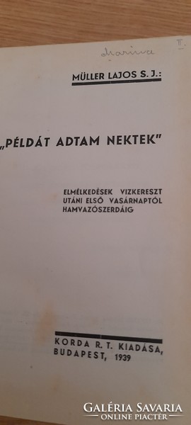 Müller Lajos S.J Példát adtam nektek 1939