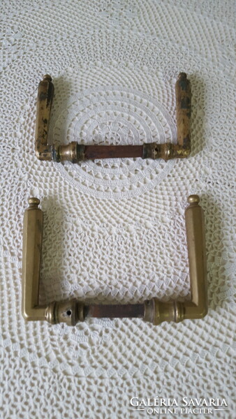 2 Pair of old brass door handles