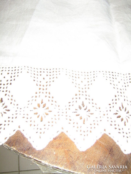 Beautiful hand crocheted vintage style stained glass curtain with lace bottom