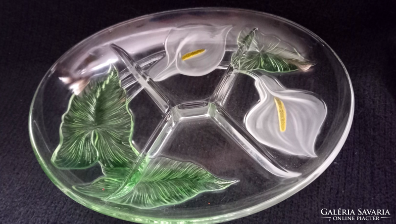 Lily divided serving bowl, glass bowl, centerpiece