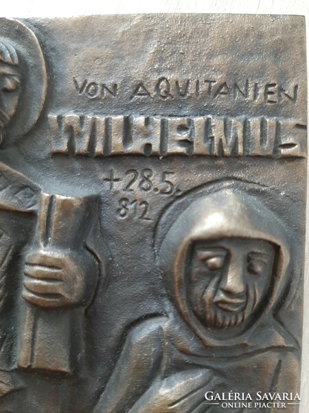 William of Aquitaine French bronze commemorative relief plaque 9 cm x 11 cm