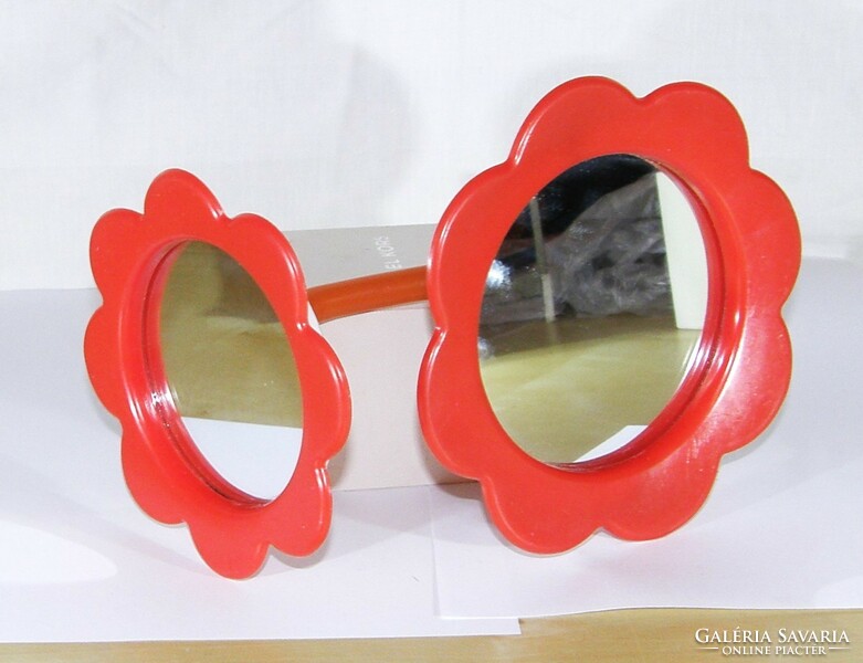 Retro virág forma dupla állítható asztali pipere tükör