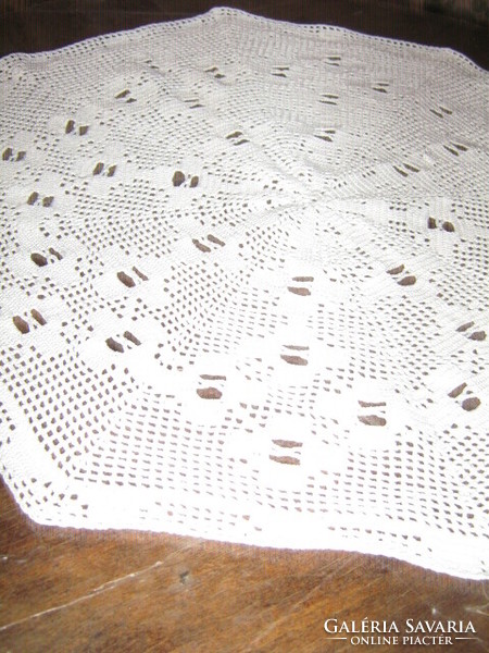 Cute white hand crocheted eight corner lace tablecloth