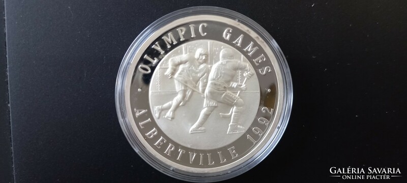 Olimpiai játékok 1992 Albertville emlékérme sorozat jégkorong sorszámozott színezüst