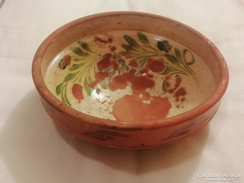 Antique floral ceramic deep wall plate, decorative plate