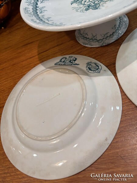 English faience cookie set, with 2 plates