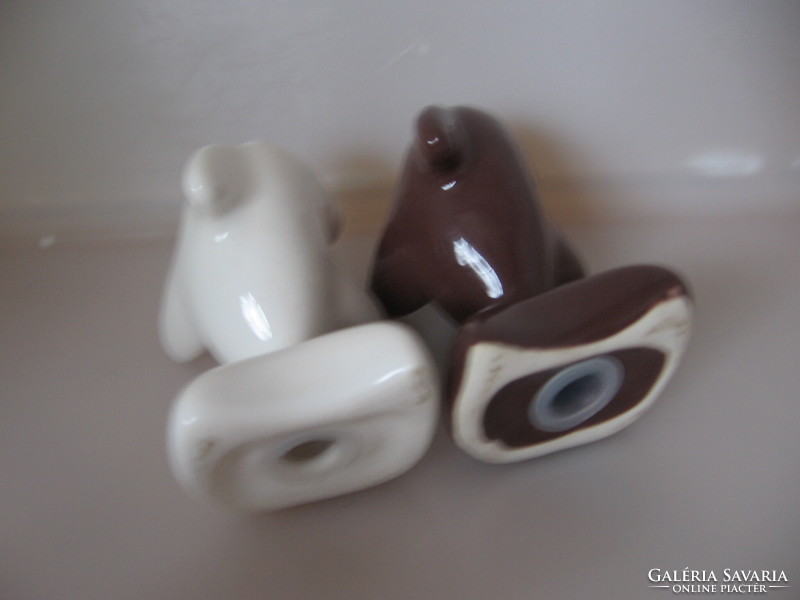 Pair of brown and white dolphins, salt and pepper shaker, table spice holder