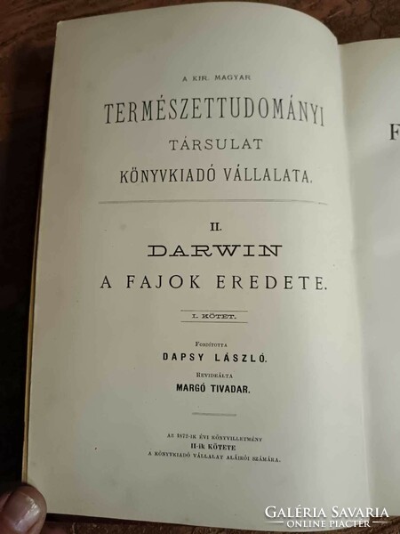 Darwin, Charles: A fajok eredete a természeti kiválás útján I-II. 1872-1873-as kiadás, első Magyar