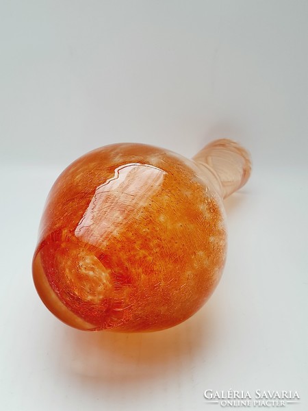 Karcagi narancs színű fátyolüveg váza - 25,5 cm
