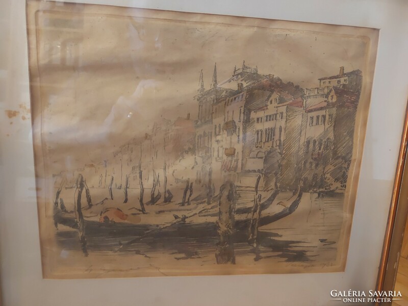 Szentgyörgyvári Gyenes Lajos: "Venezia", 1932, színeskarc, méret jelezve!