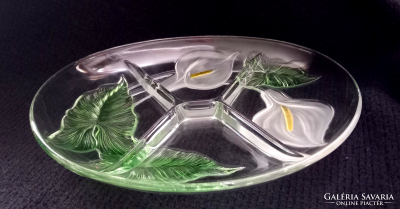Lily divided serving bowl, glass bowl, centerpiece