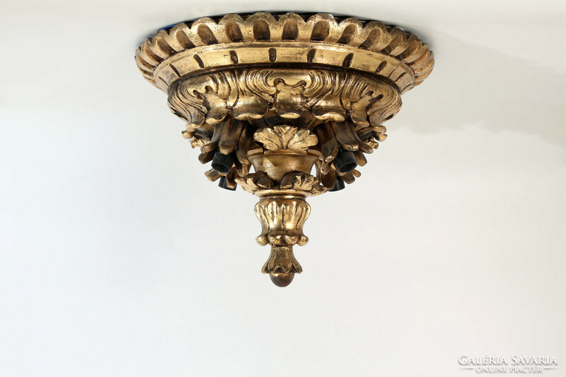 Antique plated ceiling lamp | baroque style gilded carved wooden chandelier