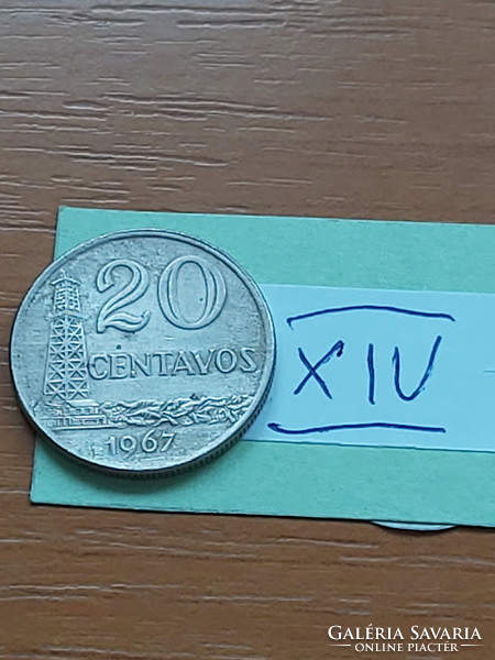 Brazil brasil 20 centavos 1967 copper-nickel xiv