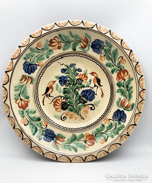 Sándor Kántor, Karcag ceramic large plate, wedding plate, 44.5 cm - rare, collector's item