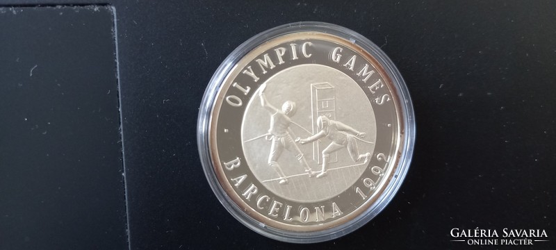 Olimpiai játékok 1992 Barcelona emlékérme sorozat vívás sorszámozott színezüst