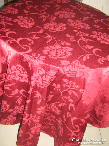 Beautiful floral burgundy oval heavy silk damask tablecloth