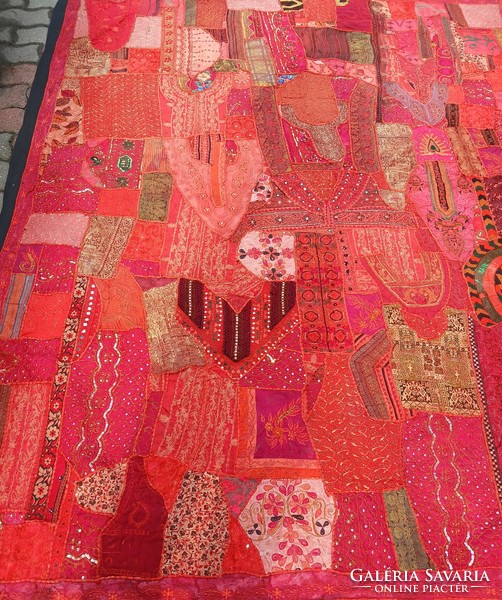 Nagy Indiai kézi késztésű patchwork takaró kárpit
