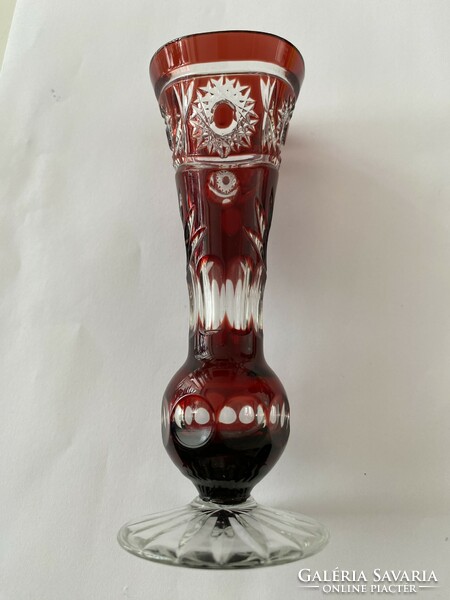 Ruby-burgundy polished crystal vase