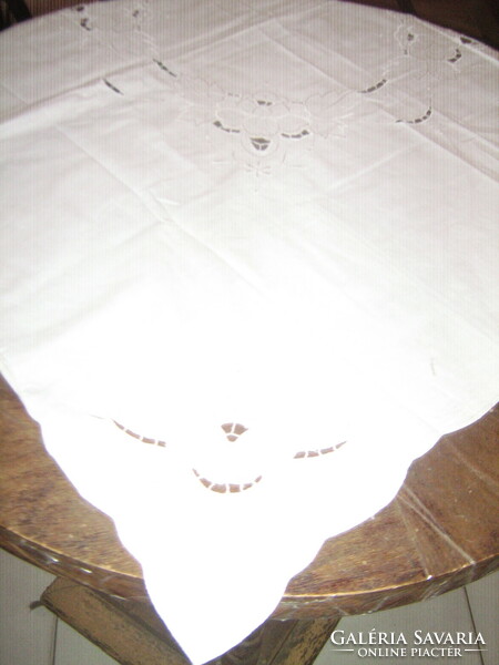 Beautiful vintage pink rosette tablecloth