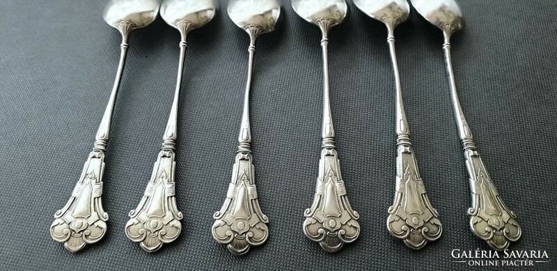 Art Nouveau silver, tea, mocha/coffee spoons (6 pcs.)