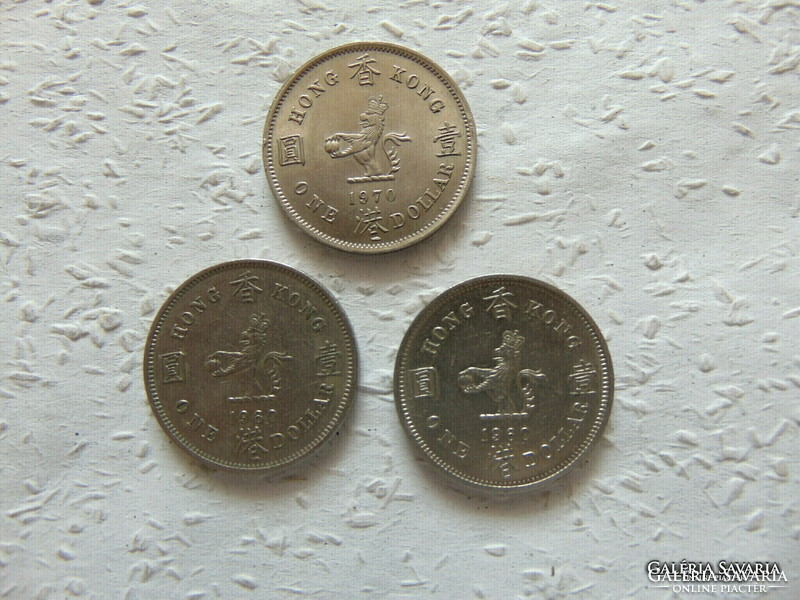 Hong Kong 3 pieces 1 dollar lot ! Year numbers 1960 - 1960 - 1970