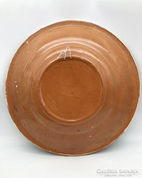 Sándor Kántor, Karcag ceramic large plate, wedding plate, 44.5 cm - rare, collector's item