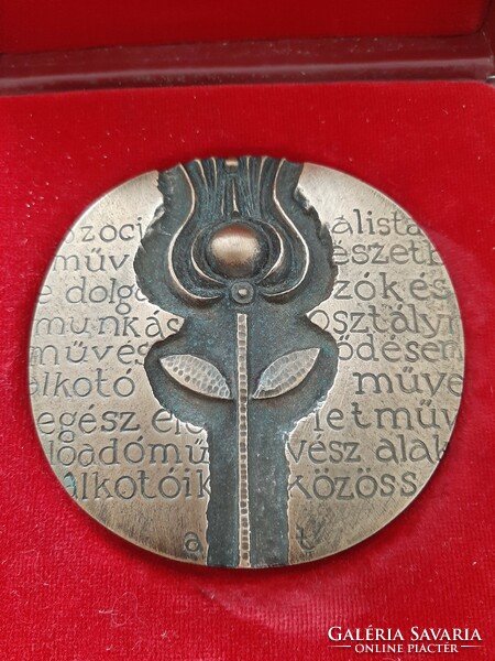 Asszonyi Tamás art award 1979 double-sided bronze award medal, plaque in its own box