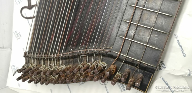 Antique folk instrument. Handmade Styrian zither, josef gschwentner