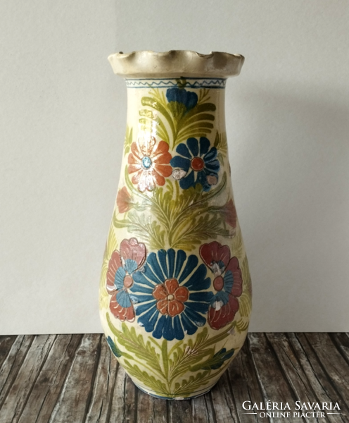 Beautiful old folk art large ceramic vase