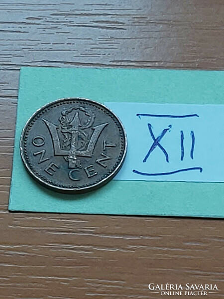 Barbados 1 cent 1973 harpoon, coat of arms, ii. Queen Elizabeth, bronze xii