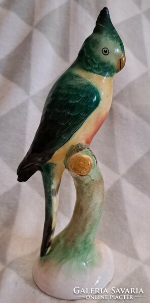 Nagy kerámia papagáj, kakadu madaras szobor (L4588)