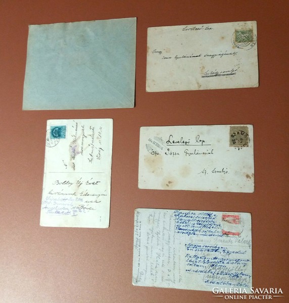 3 greetings, 1 postcard and 1 envelope from the Szatmári legacy