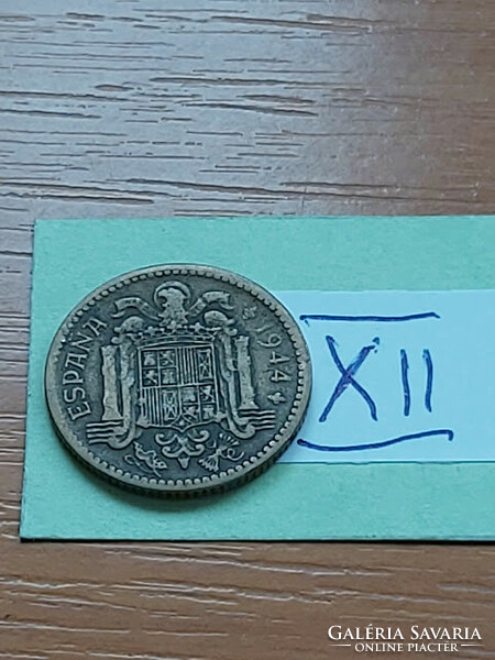Spain 1 peseta 1944 aluminum bronze francisco franco xii