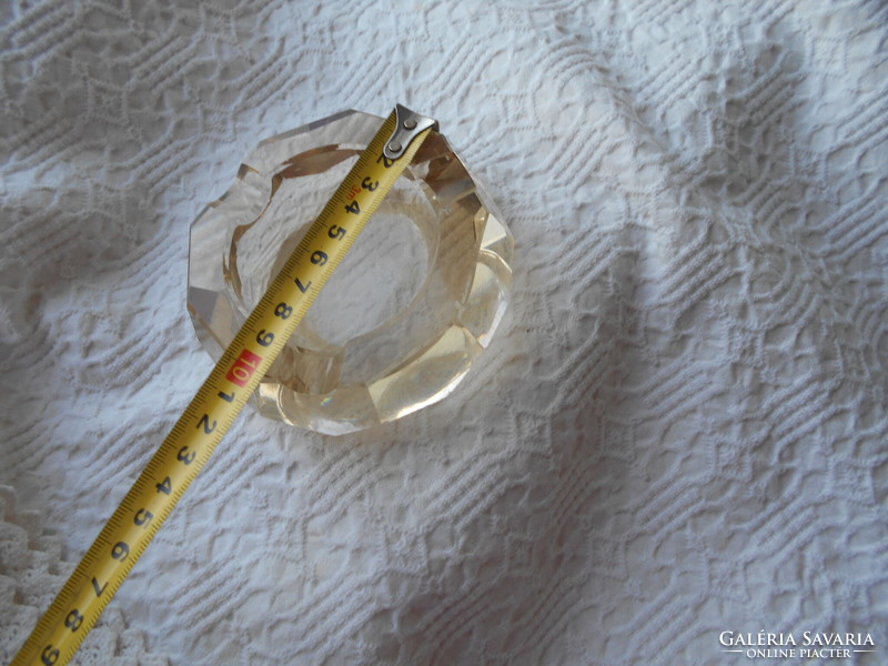 Antique multi-faceted, polished ash bowl - heavy thick glass