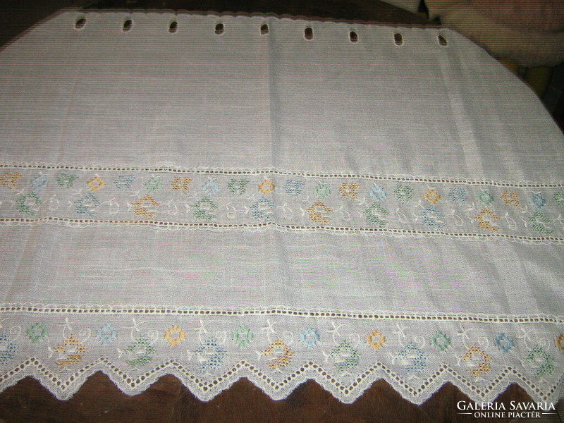 Beautiful cross style stained glass curtain embroidered in a beautiful vintage style fabric