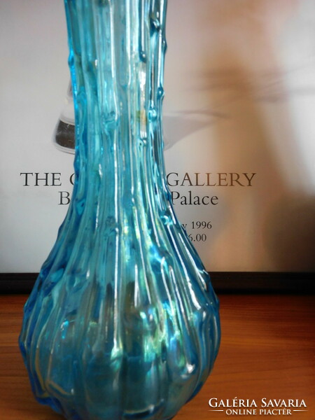 Vintage Empoli "Blue Bamboo" kék üvegváza