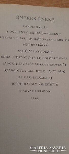 The song of songs was translated by the Károli gáspar