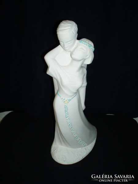 Rarer! Árpád Világhy: couple in love, m: 32.5 cm - in good condition - painted head with strap and belt!!