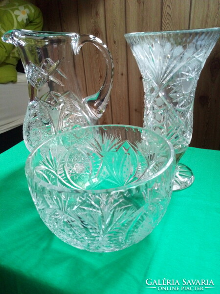 Crystal vase+jug+bowl