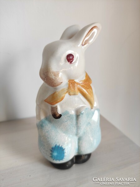 Funny bunny cub for Easter or for collection. Antique hand painted ceramic figure
