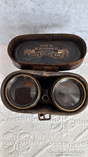 Old i. Vh. Military - covered with black leather - binoculars in marked leather holder, in the condition shown in the photo