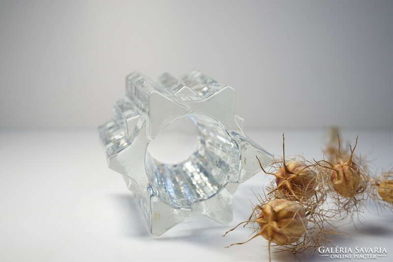 Mid century glass vase / retro vase / candle holder / star shaped