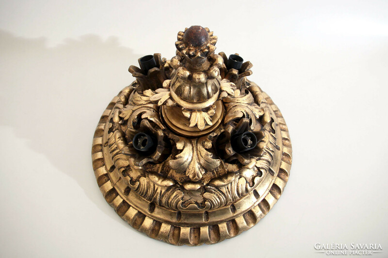 Antique plated ceiling lamp | baroque style gilded carved wooden chandelier